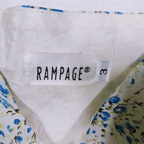 Vintage 90s Rampage Blue Floral Spaghetti Strap Sun Dress Size 3 - Picture 5 of 5